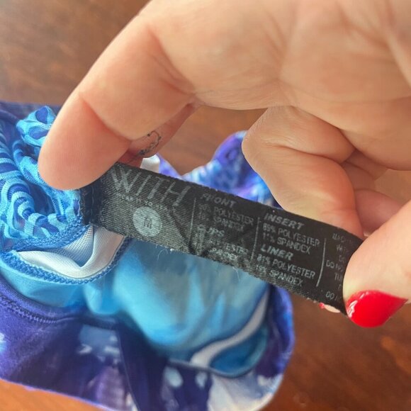 Wear it To Heart x Peloton Blue Multicolored Sports Bra Sz. M - Picture 4 of 6